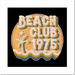 vintage retro beach club 70s 1975 with spirale orange Posters and Art